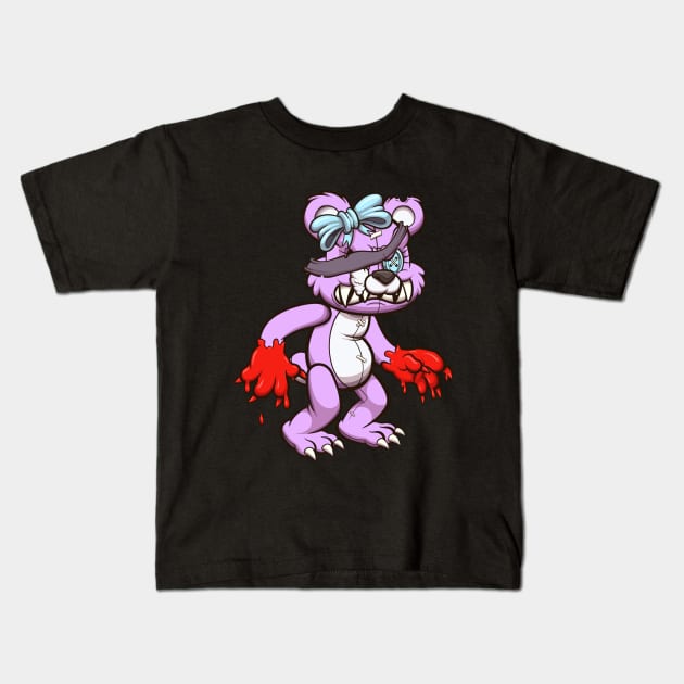 Evil Teddy Bear Kids T-Shirt by TheMaskedTooner